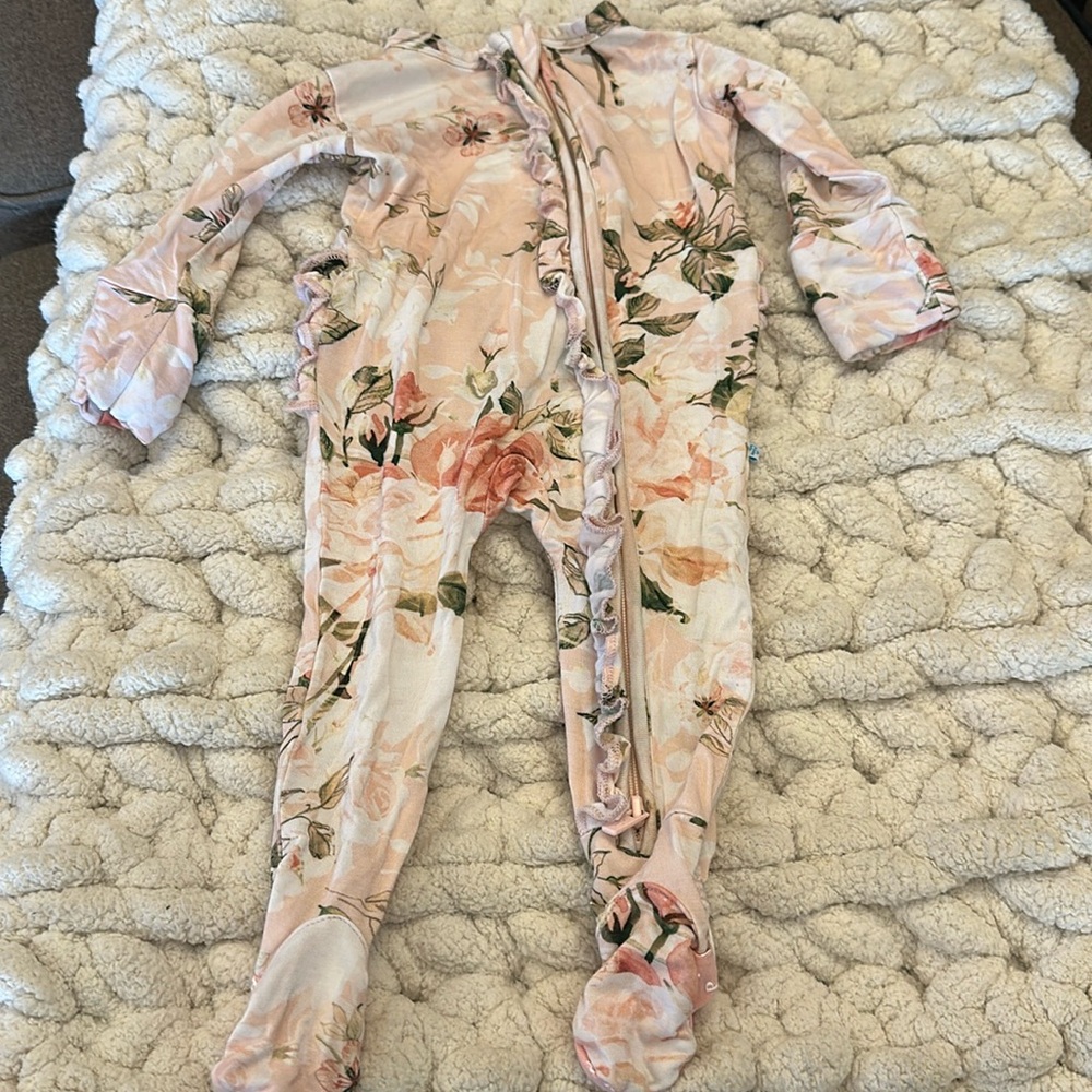 Posh Peanut Footie Ruffled Zipper One Piece Newborn